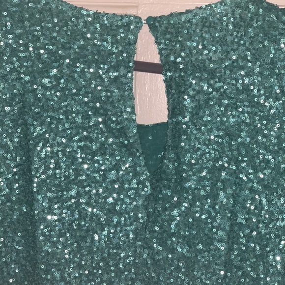 Turquoise sequins shirt - Picture 3 of 5